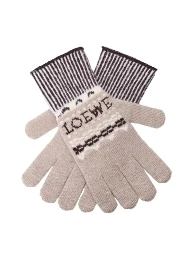 Loewe Women's Fair Isle-Inspired Logo Wool-Blend Gloves | Thumbnail 2 Loewe Women's Fair Isle-Inspired Logo Wool-Blend Gloves | Thumbnail 2