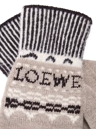 Loewe Women's Fair Isle-Inspired Logo Wool-Blend Gloves | Thumbnail 3 Loewe Women's Fair Isle-Inspired Logo Wool-Blend Gloves | Thumbnail 3