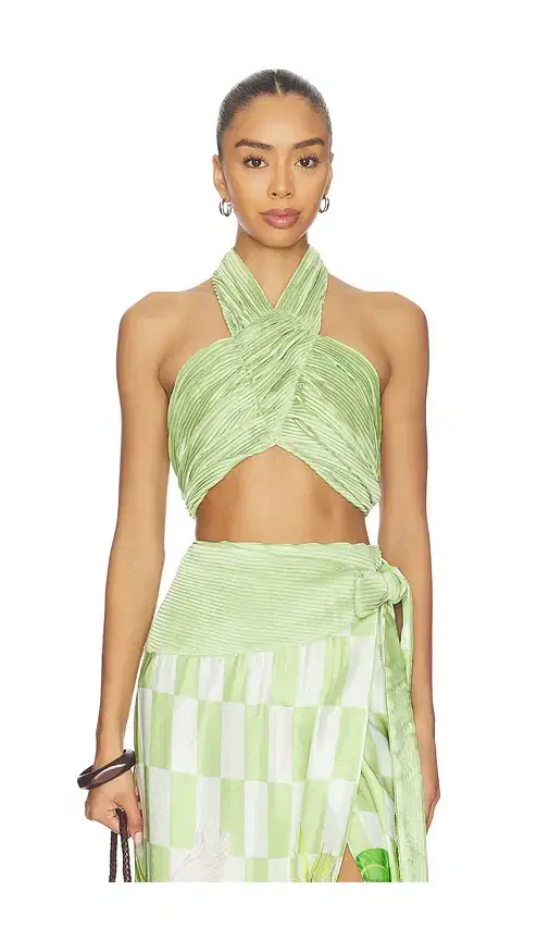 Plisse Halter Blouse