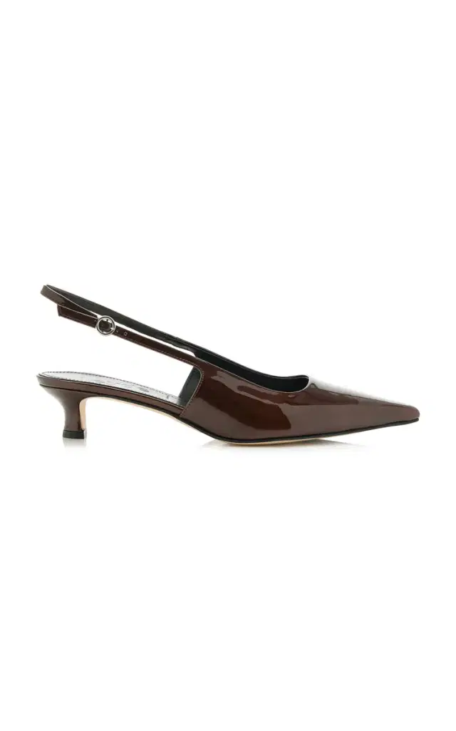 Aeyde Catrina Metallic Patent Leather Slingback Pumps