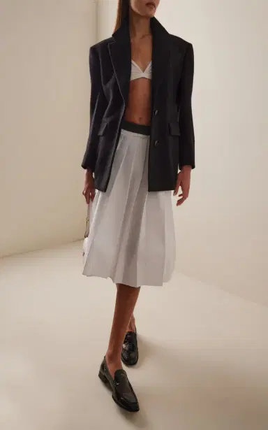Prada Pleated Cotton-Poplin Midi Skirt | Thumbnail 2 Prada Pleated Cotton-Poplin Midi Skirt | Thumbnail 2