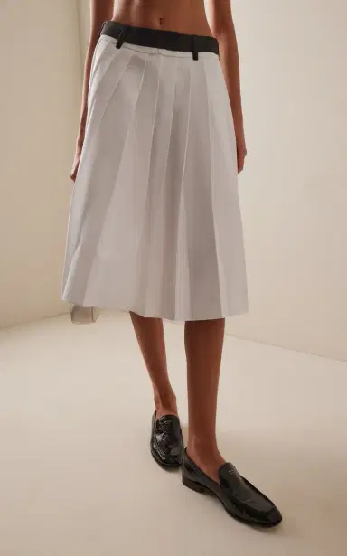Prada Pleated Cotton-Poplin Midi Skirt | Thumbnail 3 Prada Pleated Cotton-Poplin Midi Skirt | Thumbnail 3