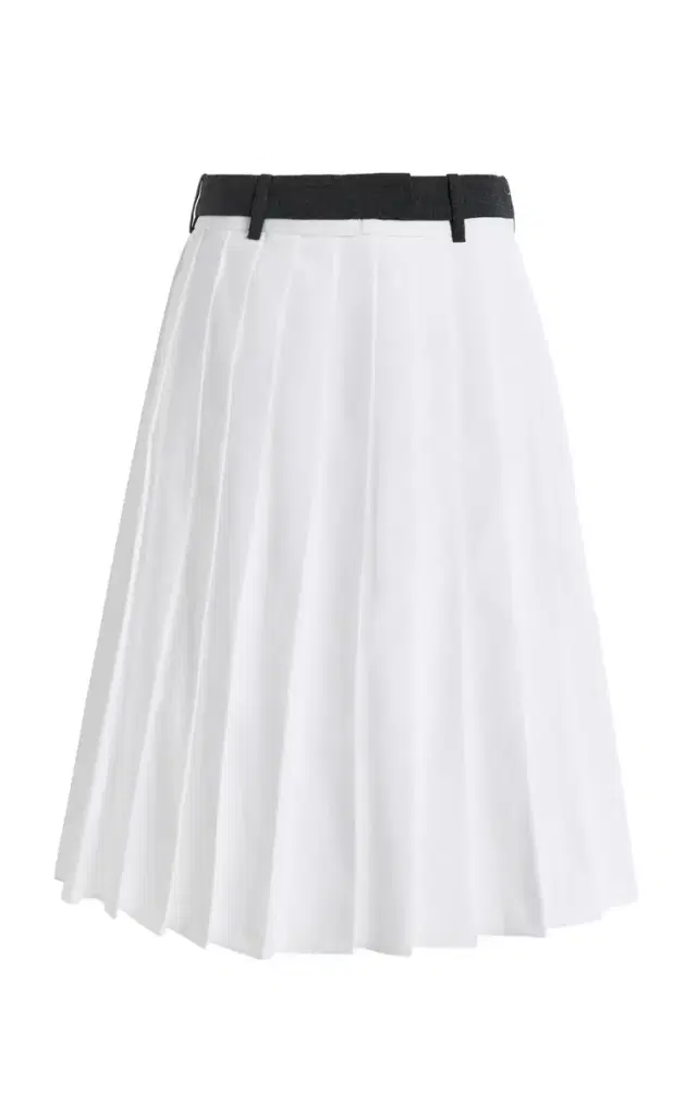 Pleated Cotton-Poplin Midi Skirt
