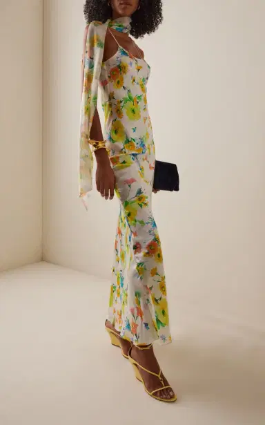 Rodarte Floral-Printed Satin Slip Gown | Thumbnail 3