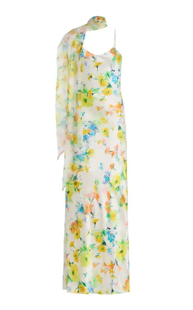 Rodarte Floral-Printed Satin Slip Gown