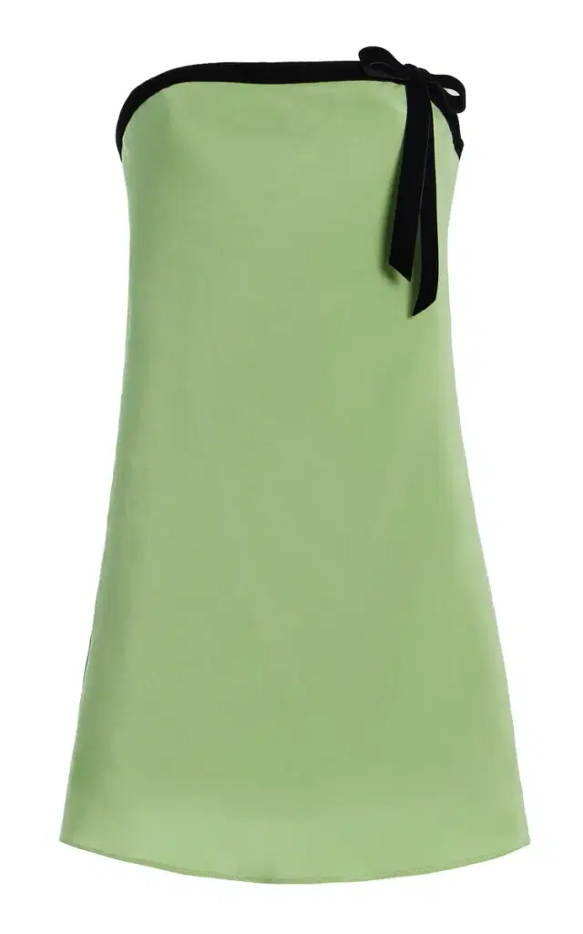 Rodarte Velvet-Trimmed Silk Crepe Bias Mini Dress
