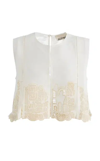 ALÉMAIS Rosemary Embroidered Linen-Blend Top | Thumbnail 2
