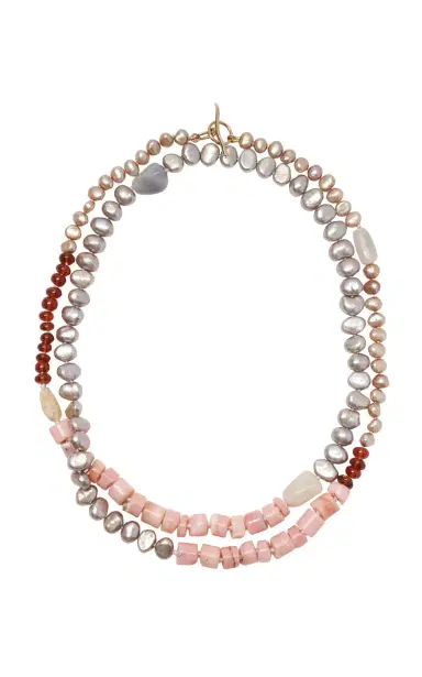Lizzie Fortunato 14K Gold Cabana Necklace In Pink Opal Pearl | Thumbnail 1