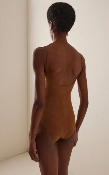 Lisa Marie Fernandez Marilyn Seersucker One-Piece Swimsuit | Thumbnail 3
