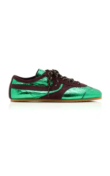 Dries Van Noten Metallic Leather Sneakers | Thumbnail 1