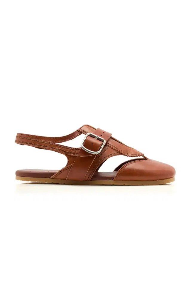 Dries Van Noten Leather Slingback Flats