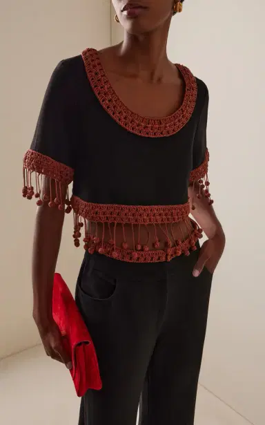 Rosie Assoulin Return of the Mac(rame) Linen-Blend Crop Top | Thumbnail 2