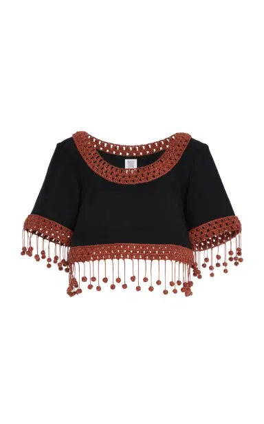 Rosie Assoulin Return of the Mac(rame) Linen-Blend Crop Top | Thumbnail 9