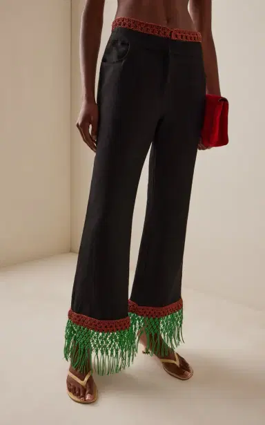 Rosie Assoulin Macrame Pizzants Linen-Blend Flared Pants | Thumbnail 3 Rosie Assoulin Macrame Pizzants Linen-Blend Flared Pants | Thumbnail 3