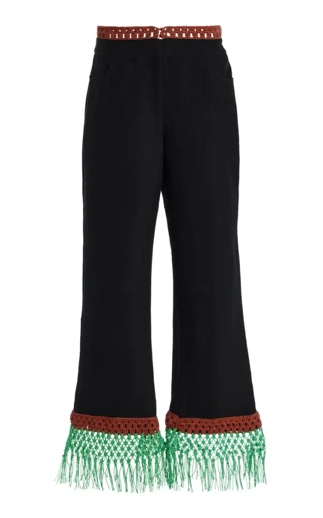 Rosie Assoulin Macrame Pizzants Linen-Blend Flared Pants