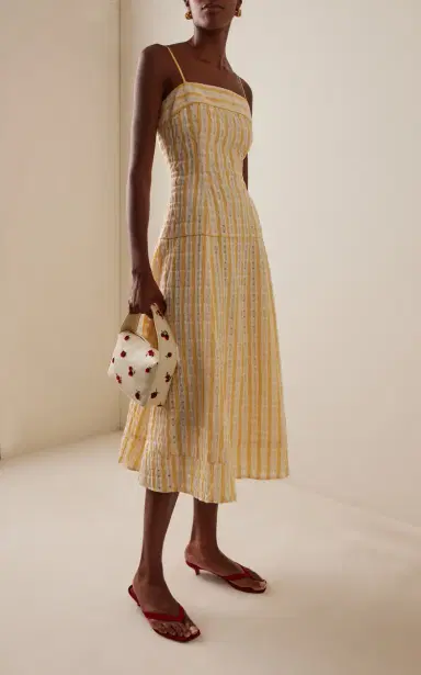 Rosie Assoulin Drop Me a Note Seersucker Midi Dress | Thumbnail 2 Rosie Assoulin Drop Me a Note Seersucker Midi Dress | Thumbnail 2