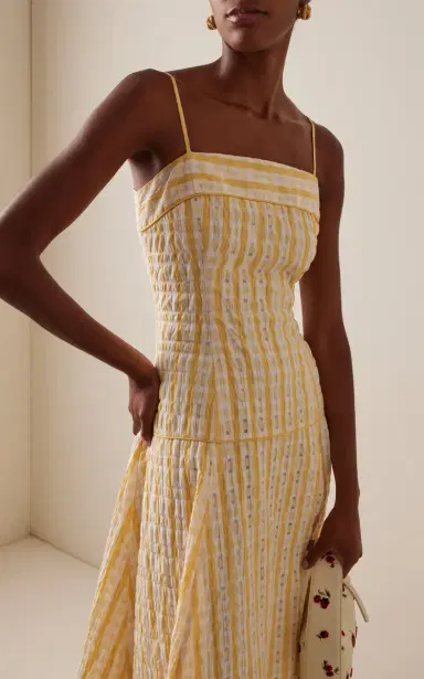 Rosie Assoulin Drop Me a Note Seersucker Midi Dress | Thumbnail 3 Rosie Assoulin Drop Me a Note Seersucker Midi Dress | Thumbnail 3