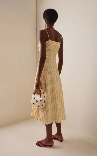 Rosie Assoulin Drop Me a Note Seersucker Midi Dress | Thumbnail 4 Rosie Assoulin Drop Me a Note Seersucker Midi Dress | Thumbnail 4