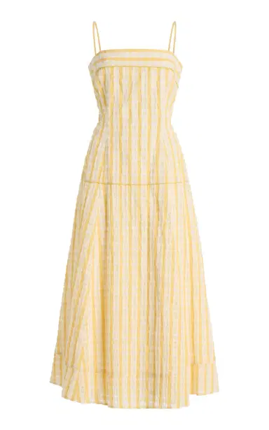 Rosie Assoulin Drop Me a Note Seersucker Midi Dress | Thumbnail 6 Rosie Assoulin Drop Me a Note Seersucker Midi Dress | Thumbnail 6
