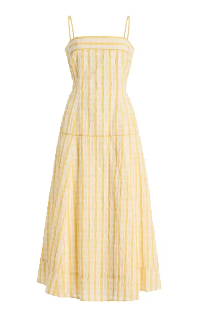 Drop Me a Note Seersucker Midi Dress