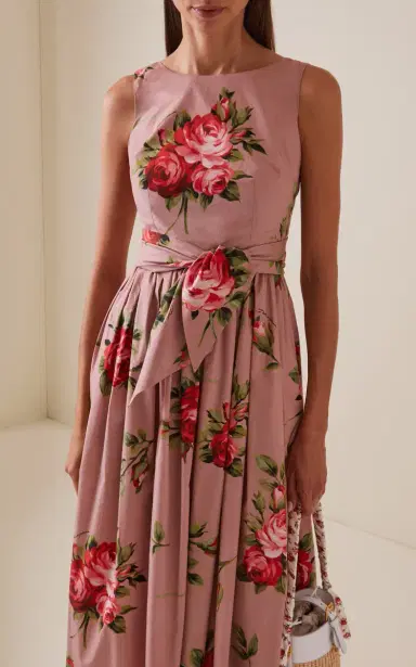 Dolce & Gabbana Bouquet-Print Cotton Midi Dress | Thumbnail 3 Dolce & Gabbana Bouquet-Print Cotton Midi Dress | Thumbnail 3