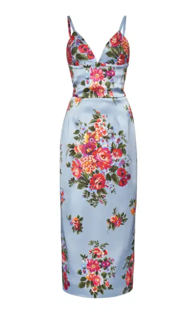 Dolce & Gabbana Floral-Print Satin Midi Dress | Thumbnail 1 Dolce & Gabbana Floral-Print Satin Midi Dress | Thumbnail 1