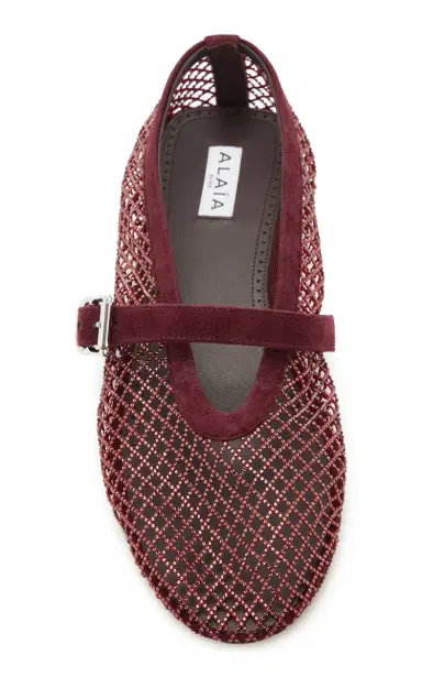 Alaïa Crystal Fishnet Ballet Flats | Thumbnail 3