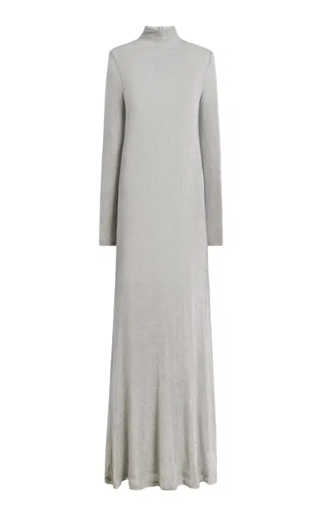 Tove Torra Metallic Ribbed-Knit Maxi Dress