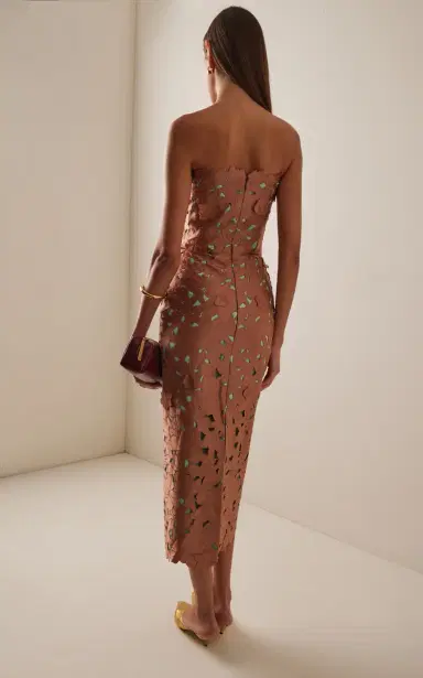 Costarellos Zira Strapless Floral-Cut Lace Midi Dress | Thumbnail 4 Costarellos Zira Strapless Floral-Cut Lace Midi Dress | Thumbnail 4