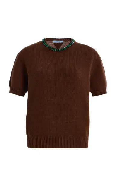 Prada Embellished Wool-Cashmere Sweater | Thumbnail 1 Prada Embellished Wool-Cashmere Sweater | Thumbnail 1