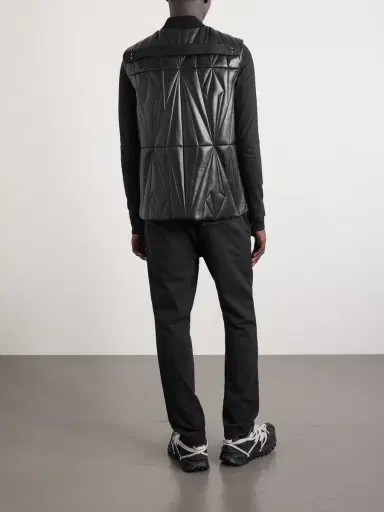 Rick Owens Moncler Logo-Appliquéd Quilted Leather Gilet - Men | Thumbnail 4
