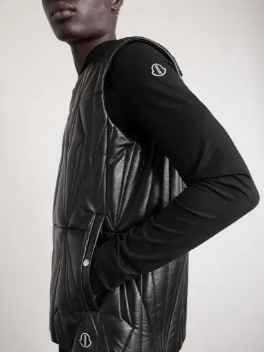 Rick Owens Moncler Logo-Appliquéd Quilted Leather Gilet - Men | Thumbnail 5