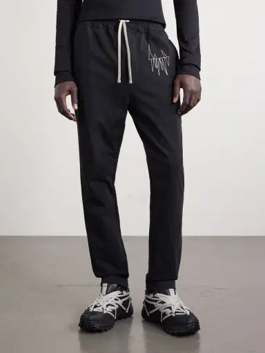 Rick Owens Moncler Straight-Leg Logo-Appliquéd Embroidered Cotton-Jersey Sweatpants - Men | Thumbnail 3 Rick Owens Moncler Straight-Leg Logo-Appliquéd Embroidered Cotton-Jersey Sweatpants - Men | Thumbnail 3