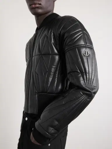 Rick Owens Moncler Cropped Quilted Leather Jacket - Men | Thumbnail 4 Rick Owens Moncler Cropped Quilted Leather Jacket - Men | Thumbnail 4
