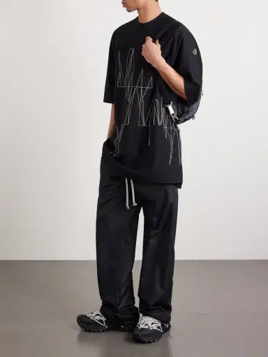 Rick Owens Moncler Oversized Logo-Appliquéd Embroidered Cotton-Jersey T-Shirt - Men | Thumbnail 2 Rick Owens Moncler Oversized Logo-Appliquéd Embroidered Cotton-Jersey T-Shirt - Men | Thumbnail 2