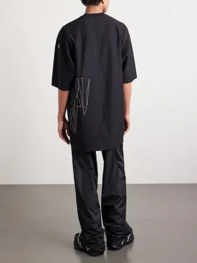 Rick Owens Moncler Oversized Logo-Appliquéd Embroidered Cotton-Jersey T-Shirt - Men | Thumbnail 4 Rick Owens Moncler Oversized Logo-Appliquéd Embroidered Cotton-Jersey T-Shirt - Men | Thumbnail 4