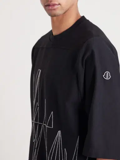 Rick Owens Moncler Oversized Logo-Appliquéd Embroidered Cotton-Jersey T-Shirt - Men | Thumbnail 5 Rick Owens Moncler Oversized Logo-Appliquéd Embroidered Cotton-Jersey T-Shirt - Men | Thumbnail 5