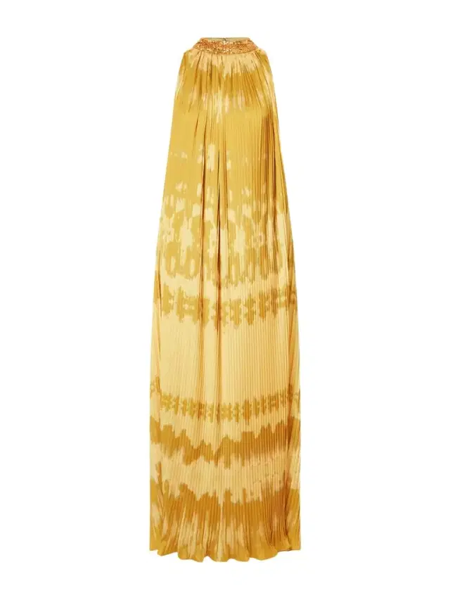 Embellished Tie-dyed Plissé-satin Gown