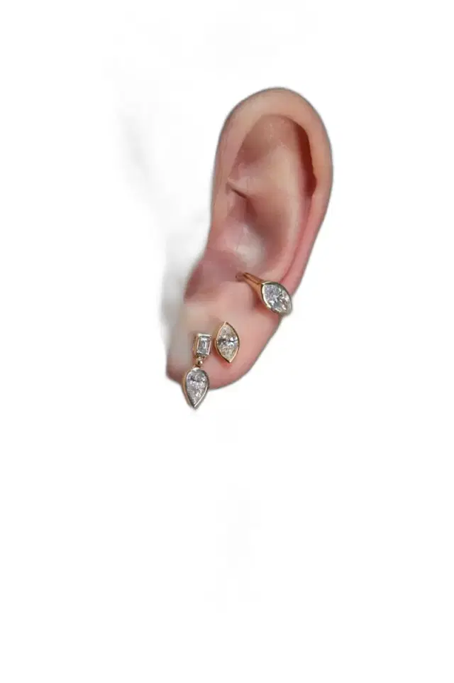 1.00ct Lab Diamond 14K Gold Marquise Ear Cuff