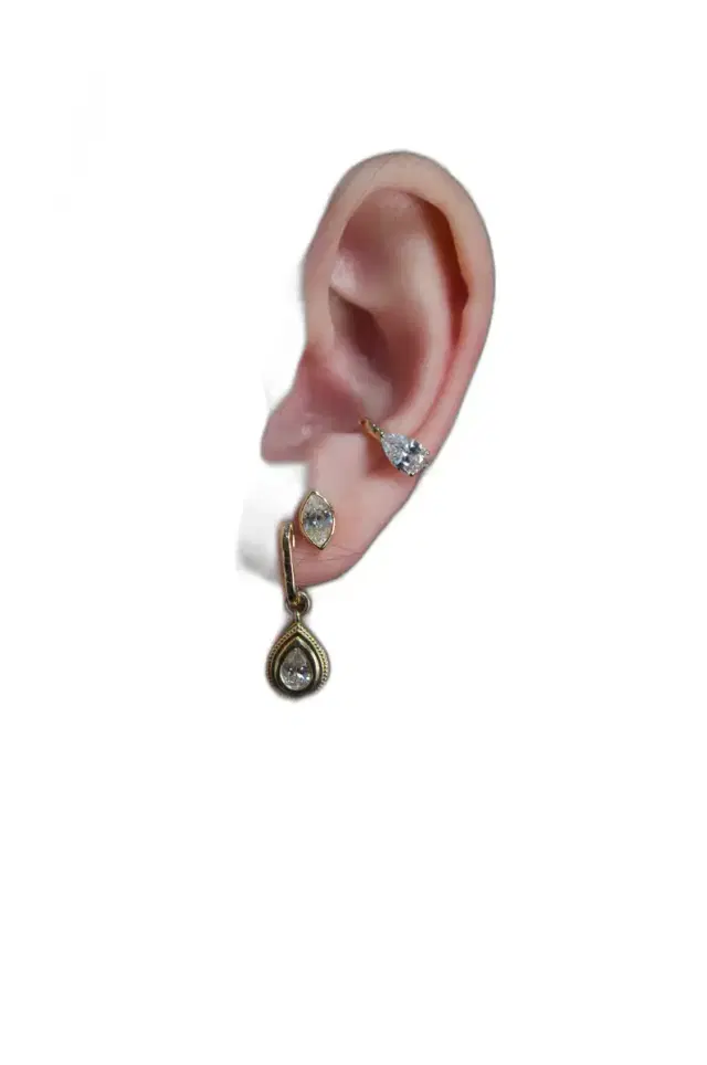 1.00ct Lab Diamond 14K Gold Pear Ear Cuff