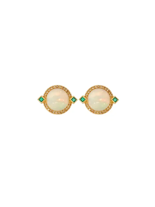Wish Fine Jewelry 6.062ct Opal Diamond 18K Gold Statement Earrings