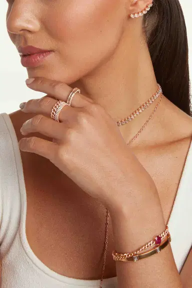 SHAY JEWELRY Diamond Pave Mini Link Ring | Thumbnail 4