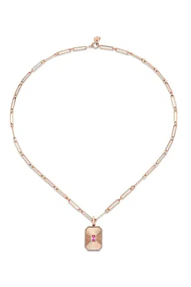 SHAY JEWELRY Pink Sapphire Radiant Deco Necklace | Thumbnail 1