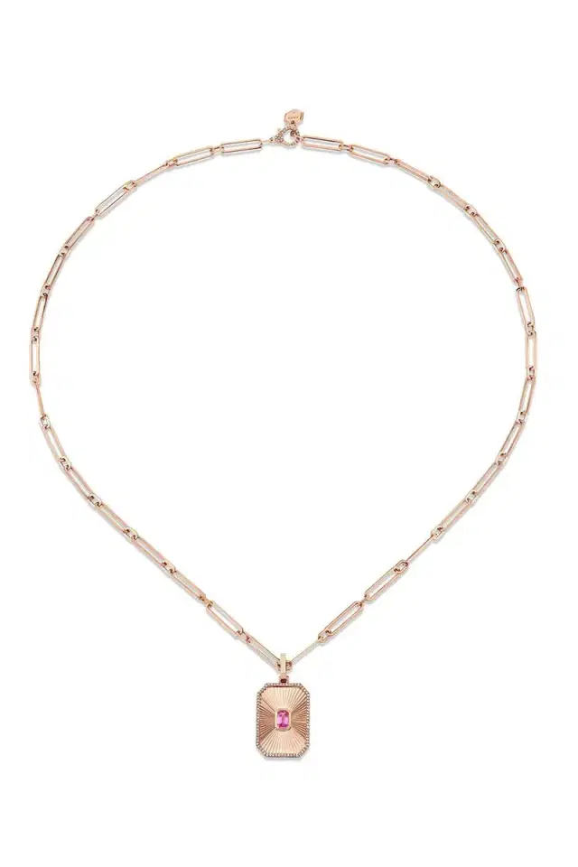 SHAY JEWELRY Pink Sapphire Radiant Deco Necklace