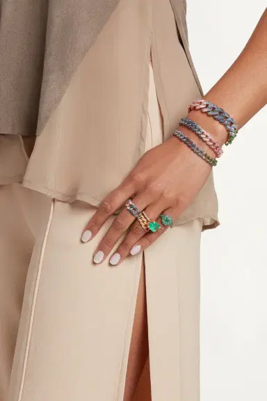 SHAY JEWELRY Sapphire Rainbow Pave Medium Link Ring | Thumbnail 2