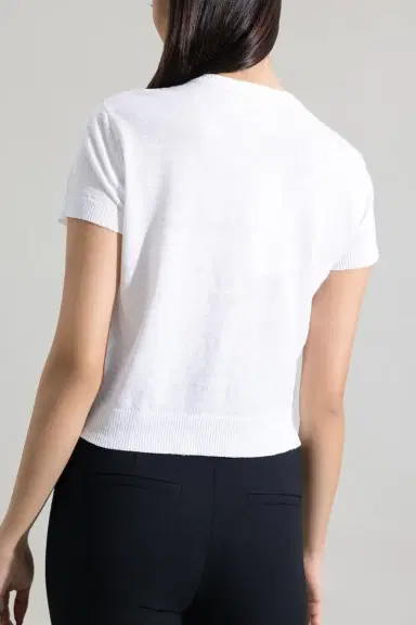 LARS ANDERSSON Short Sleeve Crop Cardigan - White | Thumbnail 4