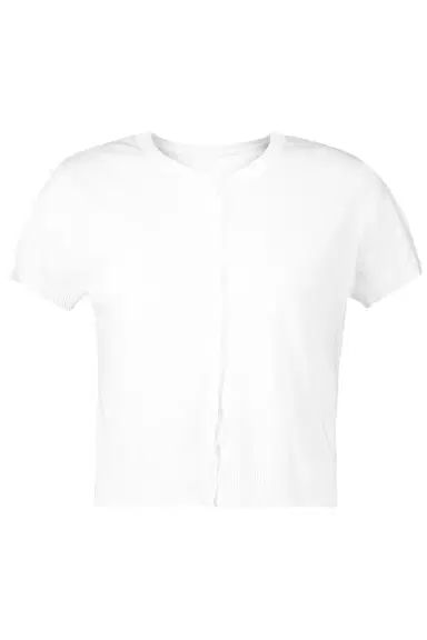 LARS ANDERSSON Short Sleeve Crop Cardigan - White | Thumbnail 1