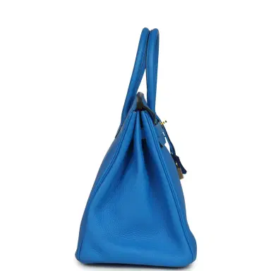HERMÈS Pre-owned Hermes Birkin 35 Bleu Hydra Clemence Gold Hardware | Thumbnail 3 HERMÈS Pre-owned Hermes Birkin 35 Bleu Hydra Clemence Gold Hardware | Thumbnail 3