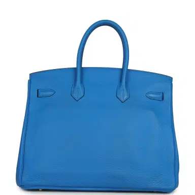 HERMÈS Pre-owned Hermes Birkin 35 Bleu Hydra Clemence Gold Hardware | Thumbnail 4 HERMÈS Pre-owned Hermes Birkin 35 Bleu Hydra Clemence Gold Hardware | Thumbnail 4