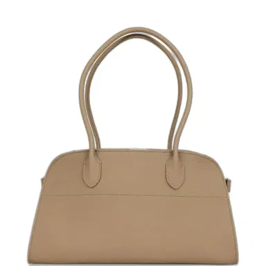 The Row The Row Margaux Shoulder 12 Bag Dark Taupe Calfskin Silver Hardware | Thumbnail 1 The Row The Row Margaux Shoulder 12 Bag Dark Taupe Calfskin Silver Hardware | Thumbnail 1